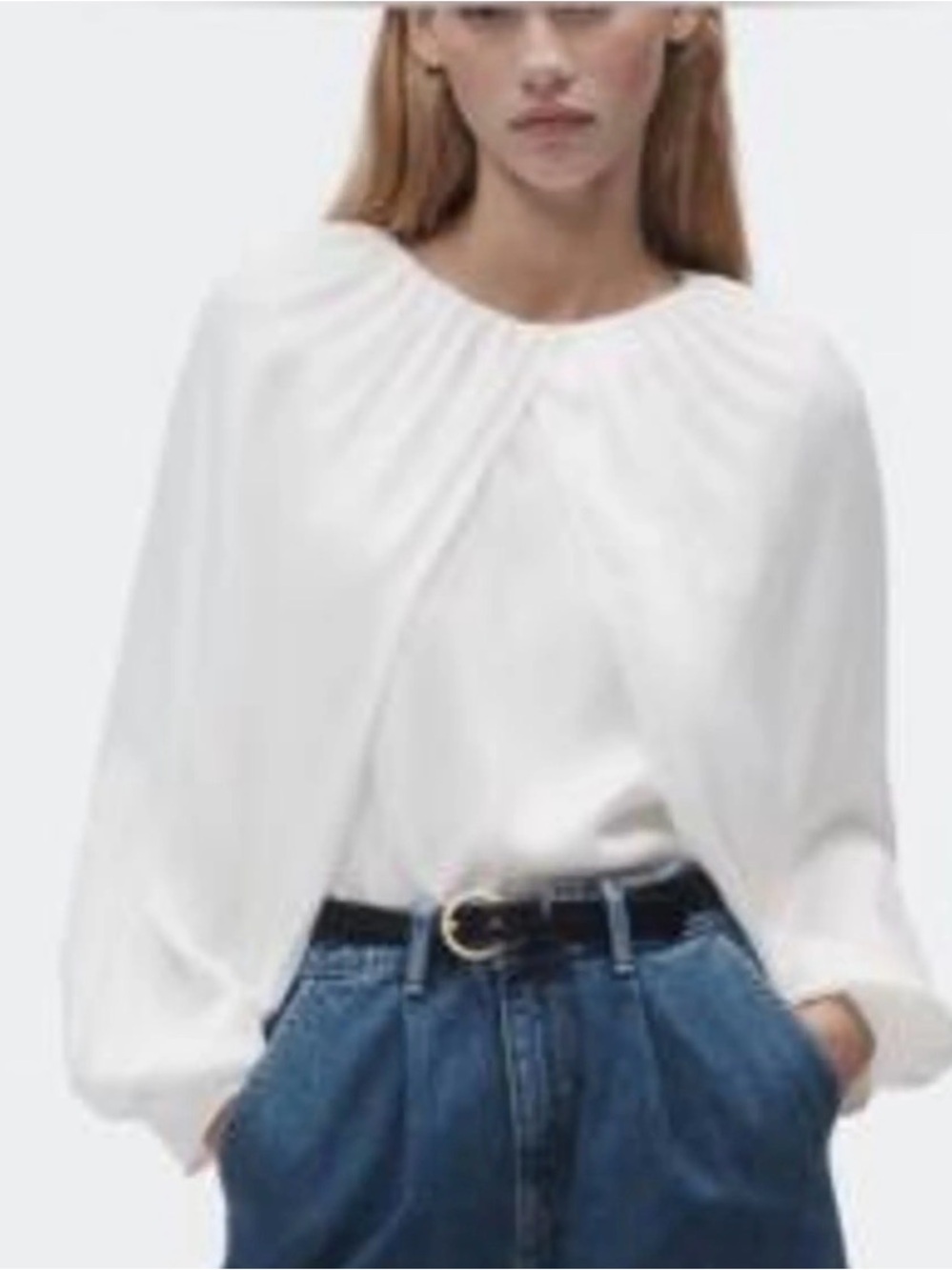 Zara White Pleated Yoke Blouse - Women Tops